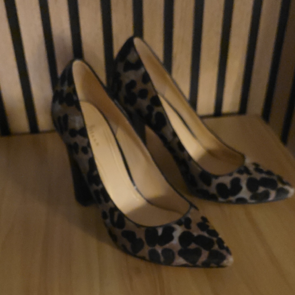 Cole Haan Leopard Print Pointed-Toe Pumps - Black/Tan